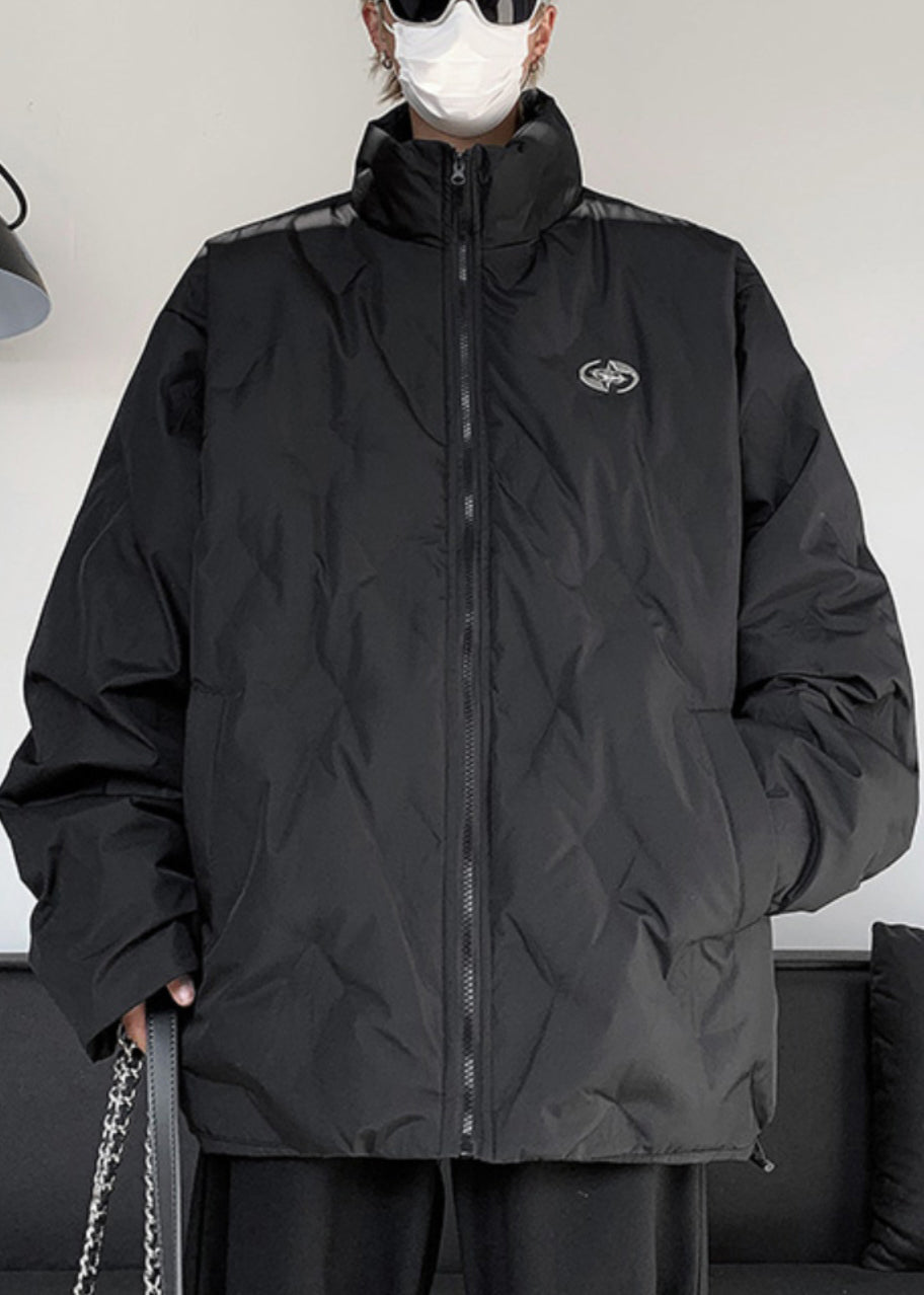 Simple Grey Stand Collar Zip Up Duck Down Coat Winter Wl010