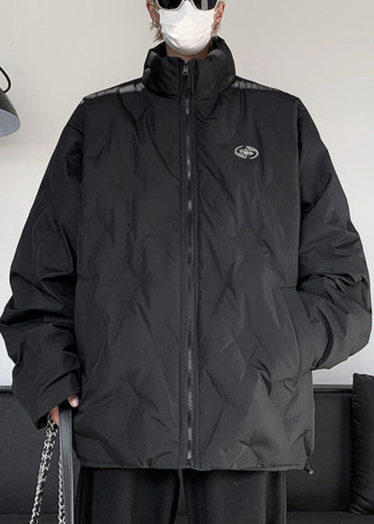 Simple Grey Stand Collar Zip Up Duck Down Coat Winter Wl010