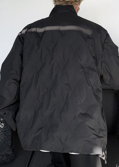 Simple Grey Stand Collar Zip Up Duck Down Coat Winter Wl010