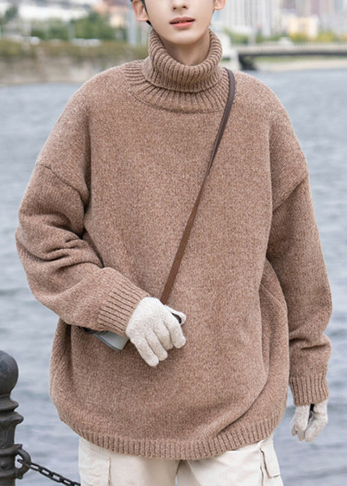 Simple Grey Turtleneck Cozy Knit Sweaters Pullover Winter Rj040