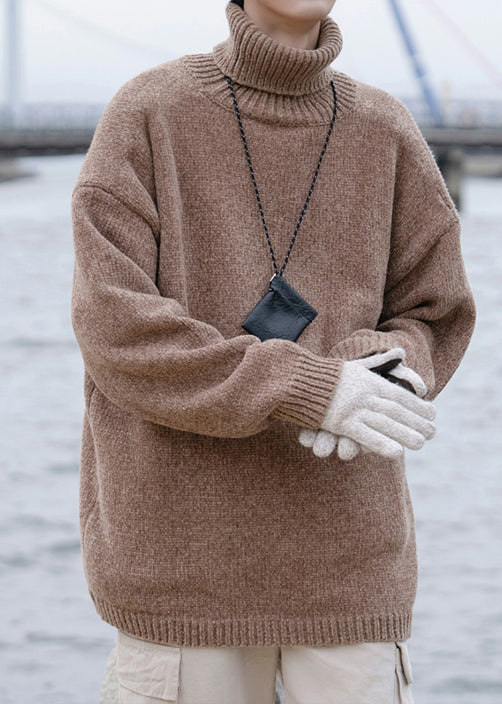 Simple Grey Turtleneck Cozy Knit Sweaters Pullover Winter Rj040
