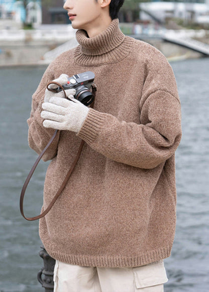 Simple Grey Turtleneck Cozy Knit Sweaters Pullover Winter Rj040