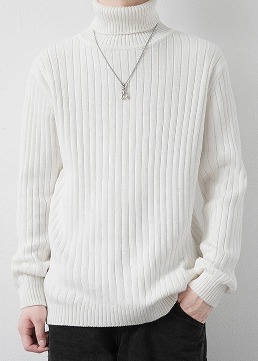 Simple Grey Turtleneck Thick Knit Sweater Pullover Winter Rj046