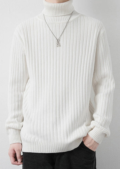 Simple Grey Turtleneck Thick Knit Sweater Pullover Winter Rj046