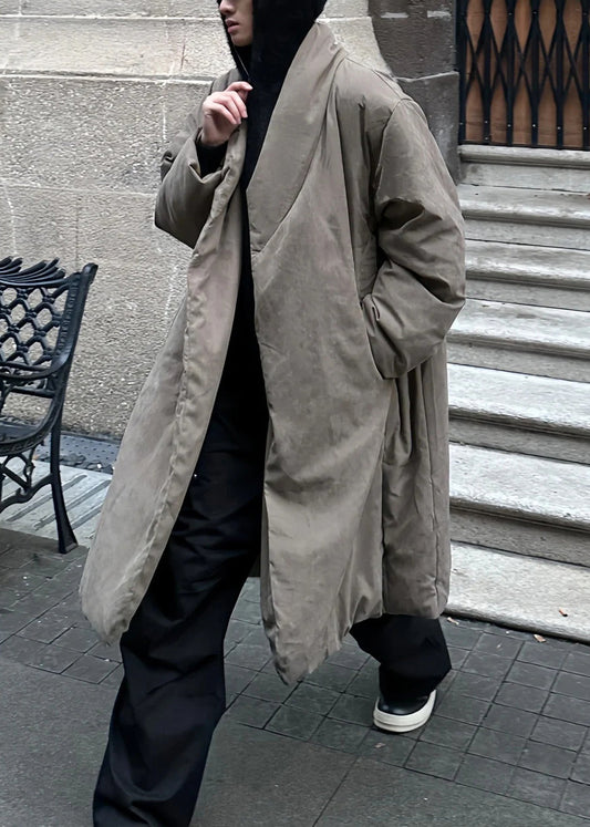 Simple Khaki Pockets Duck Down Down Coat Winter Rj020