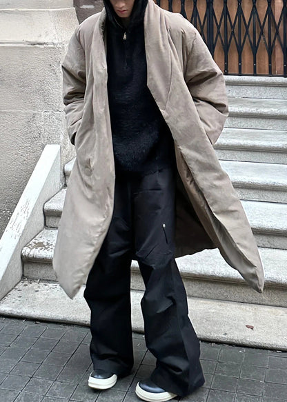 Simple Khaki Pockets Duck Down Down Coat Winter Rj020