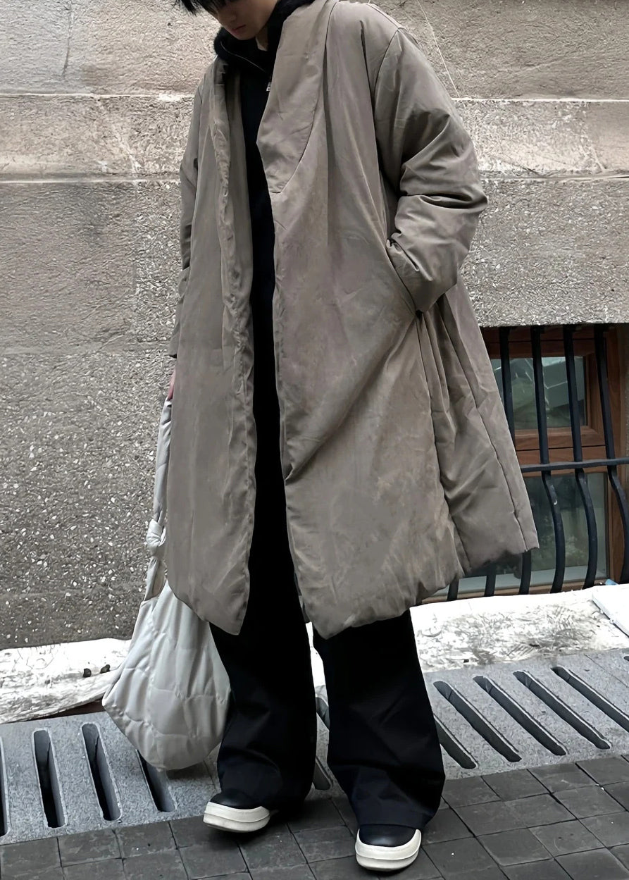 Simple Khaki Pockets Duck Down Down Coat Winter Rj020