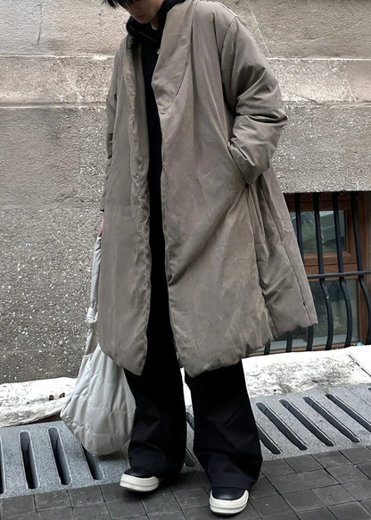 Simple Khaki Pockets Duck Down Down Coat Winter Rj020
