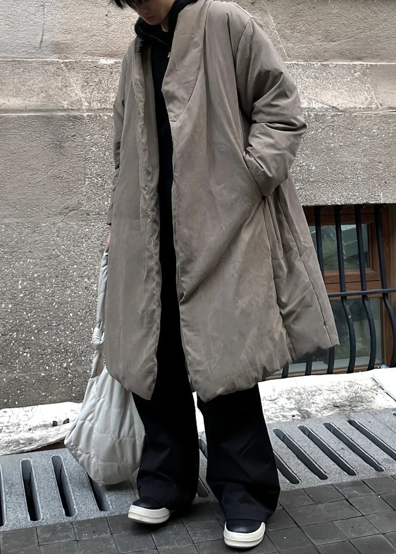 Simple Khaki Pockets Duck Down Down Coat Winter Rj020