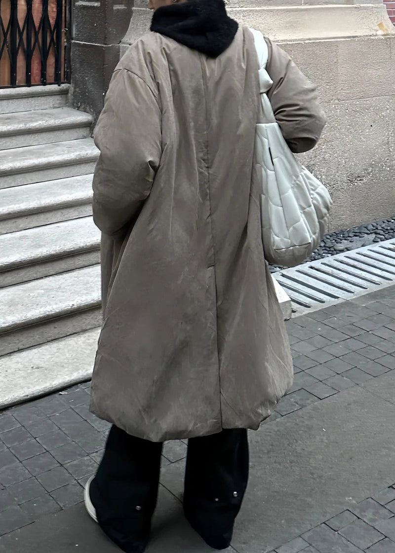 Simple Khaki Pockets Duck Down Down Coat Winter Rj020