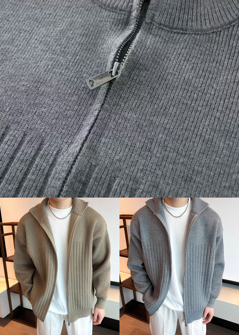 Coat Spring Pan Peter Grey Knit Collar