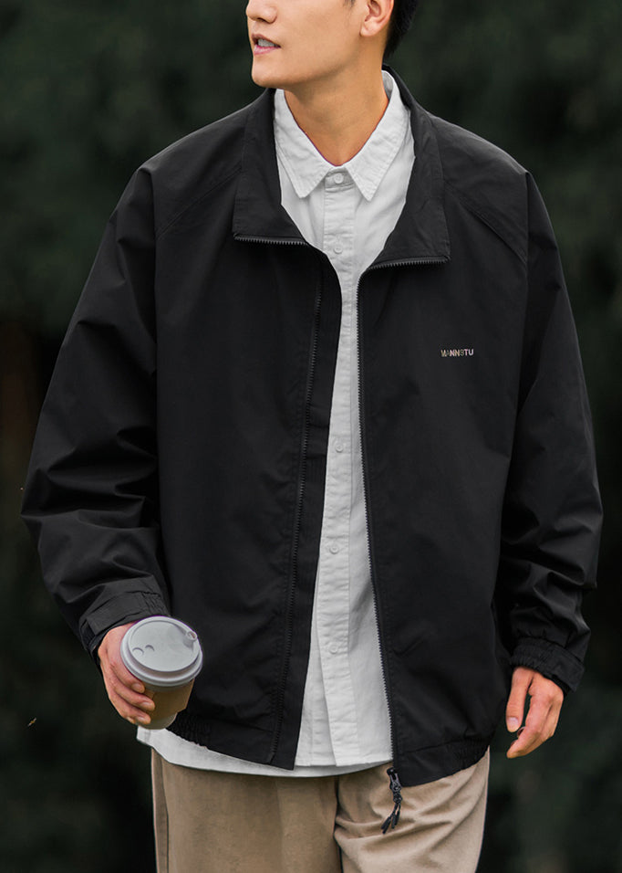 Cotton Coat Peter Light Pan Simple Zippered Grey Collar