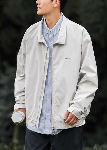 Cotton Coat Peter Light Pan Simple Zippered Grey Collar