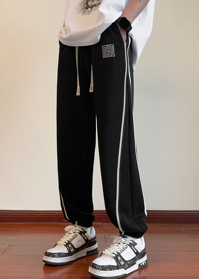 Simple Light Grey Pockets Drawstring Warm Fleece Beam Pants Winter Wa035