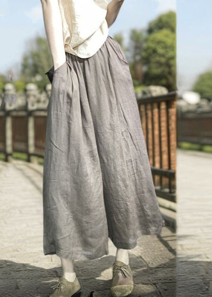 Simple Pink Pockets Elastic Waist Crop Pants Summer Uu1014