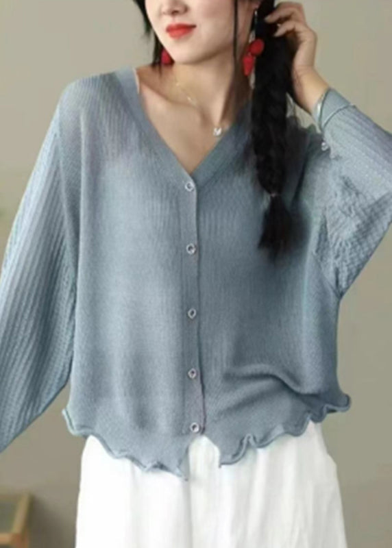 Simple Pink V Neck Button Ice Silk Upf 50+ Coat Summer Bv083