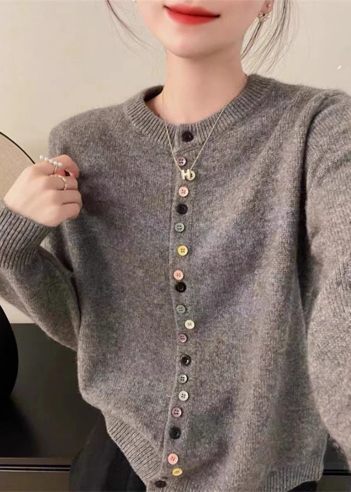 Simple Red O Neck Button Woolen Coats Spring Tf025
