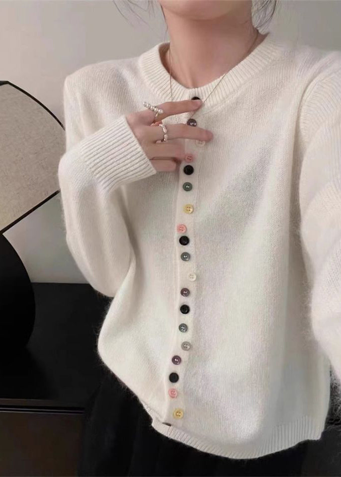 Simple Red O Neck Button Woolen Coats Spring Tf025