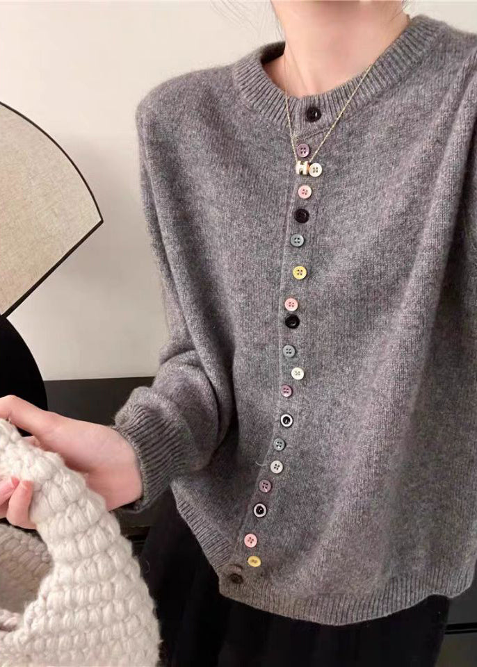 Simple Red O Neck Button Woolen Coats Spring Tf025