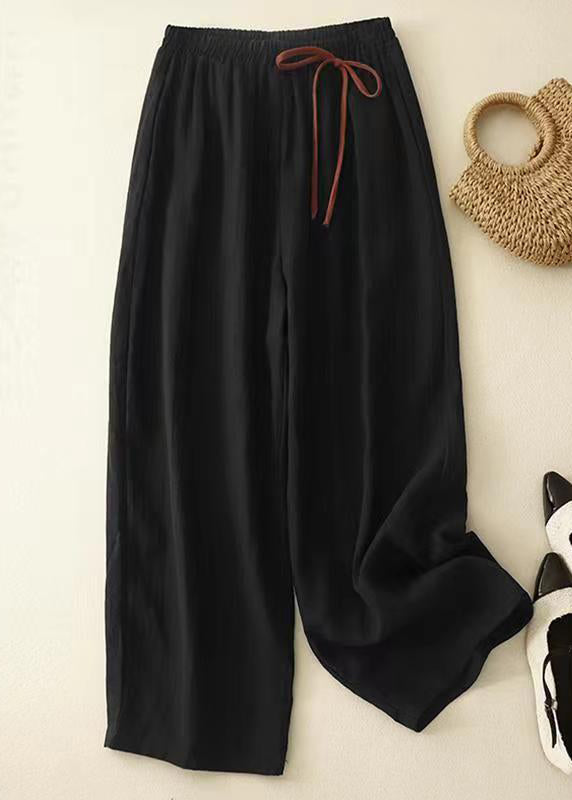 Simple Red Elastic Waist Cotton Crop Pants Summer Gg022