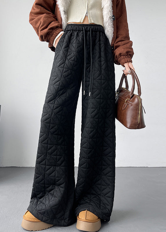 Simple White Drawstring Elastic Waist Pants Winter Rm028