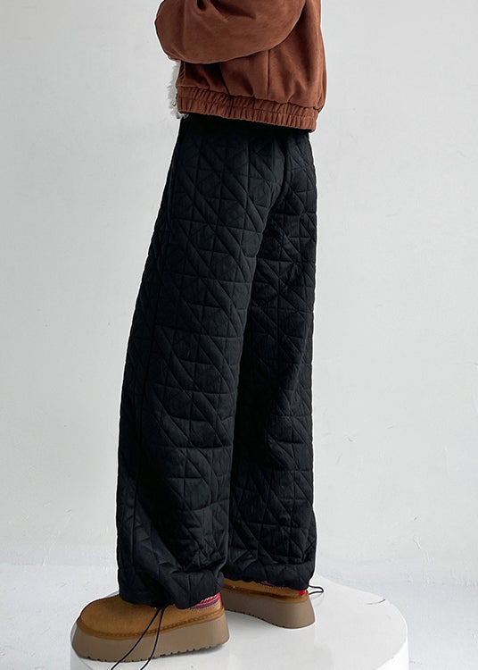 Simple White Drawstring Elastic Waist Pants Winter Rm028