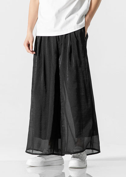 Simple White Pockets Ice Silk Pants Clothing Summer Yt032