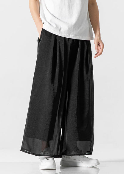 Simple White Pockets Ice Silk Pants Clothing Summer Yt032