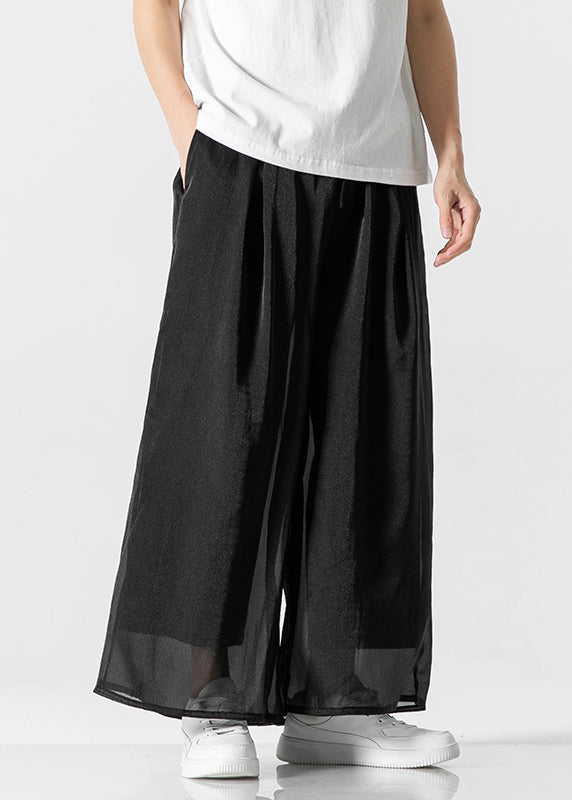 Simple White Pockets Ice Silk Pants Clothing Summer Yt032