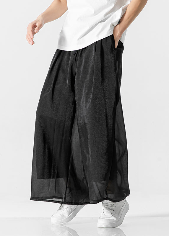 Simple White Pockets Ice Silk Pants Clothing Summer Yt032