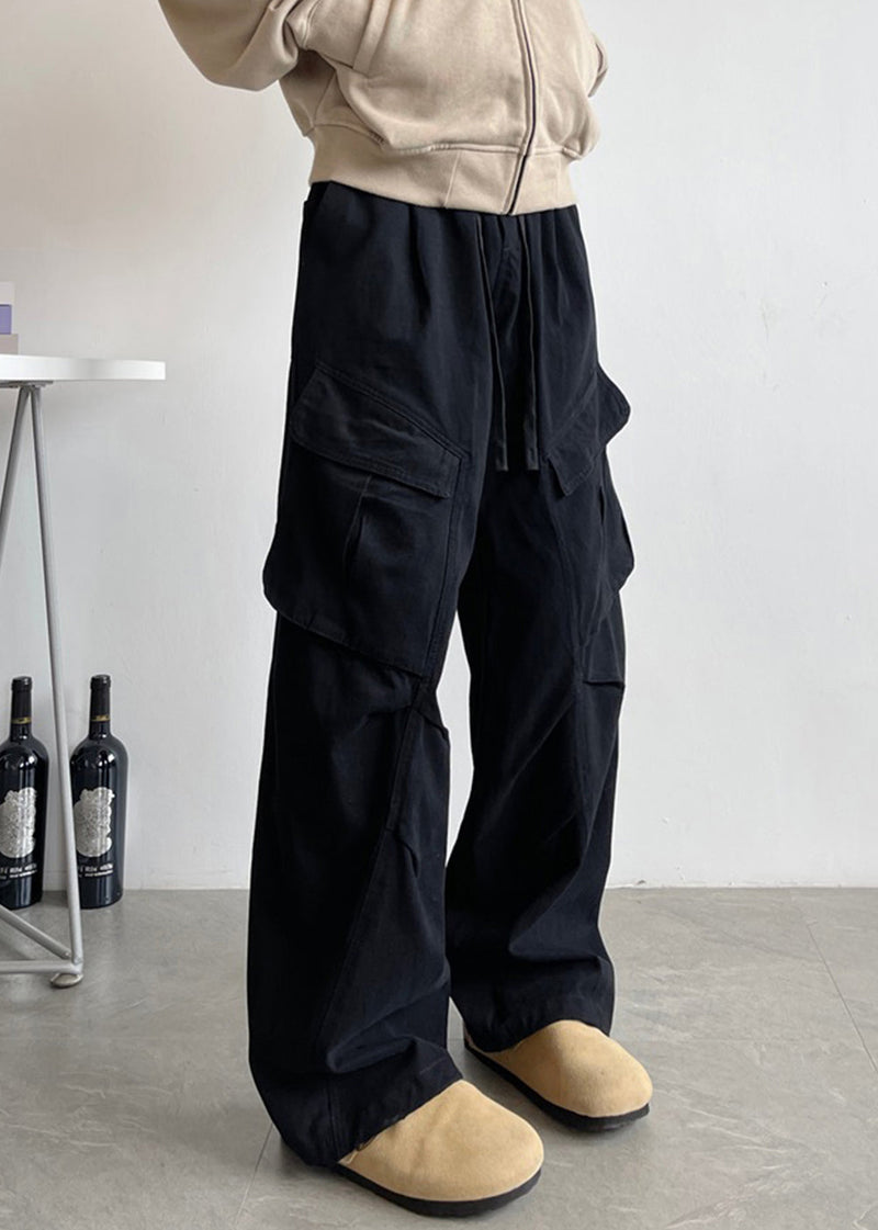 Waist Pants Elastic White Lace Pockets Up Cotton Simple