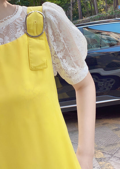 Pants Yellow Pockets Cotton Simple Sleeveless Jumpsuit