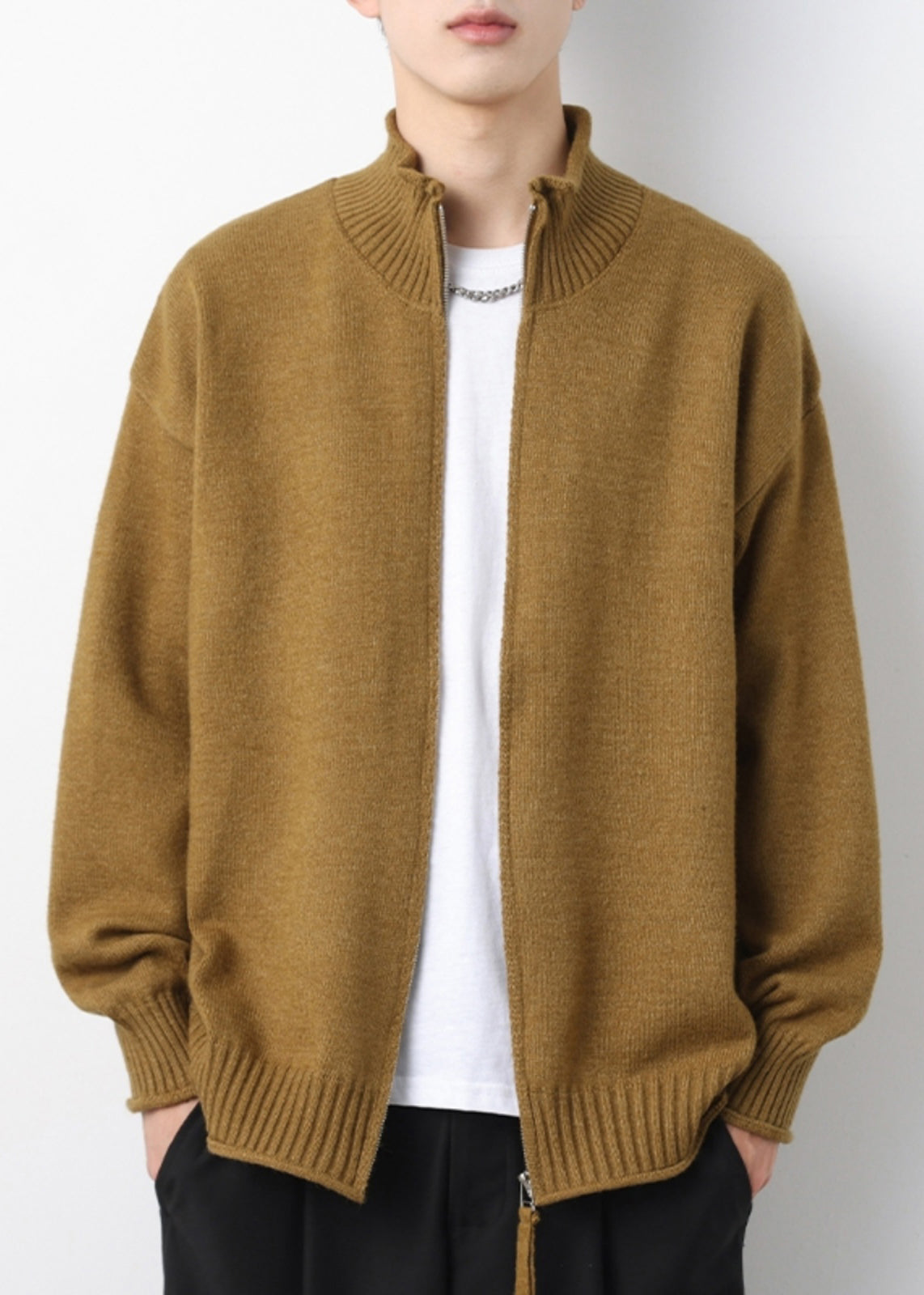 Up Yellow Cardigans Simple Spring Zip Knit