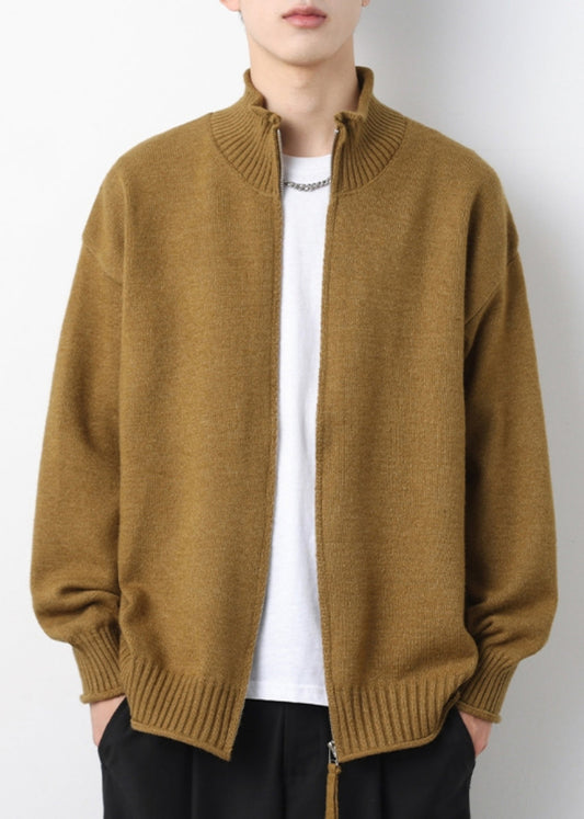 Up Yellow Cardigans Simple Spring Zip Knit