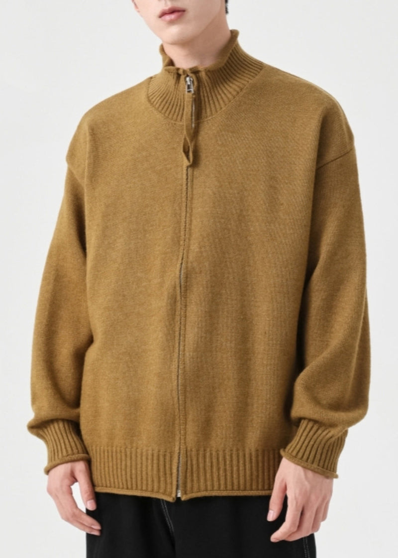Up Yellow Cardigans Simple Spring Zip Knit