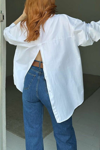 Single-breasted Back Slit Blouse