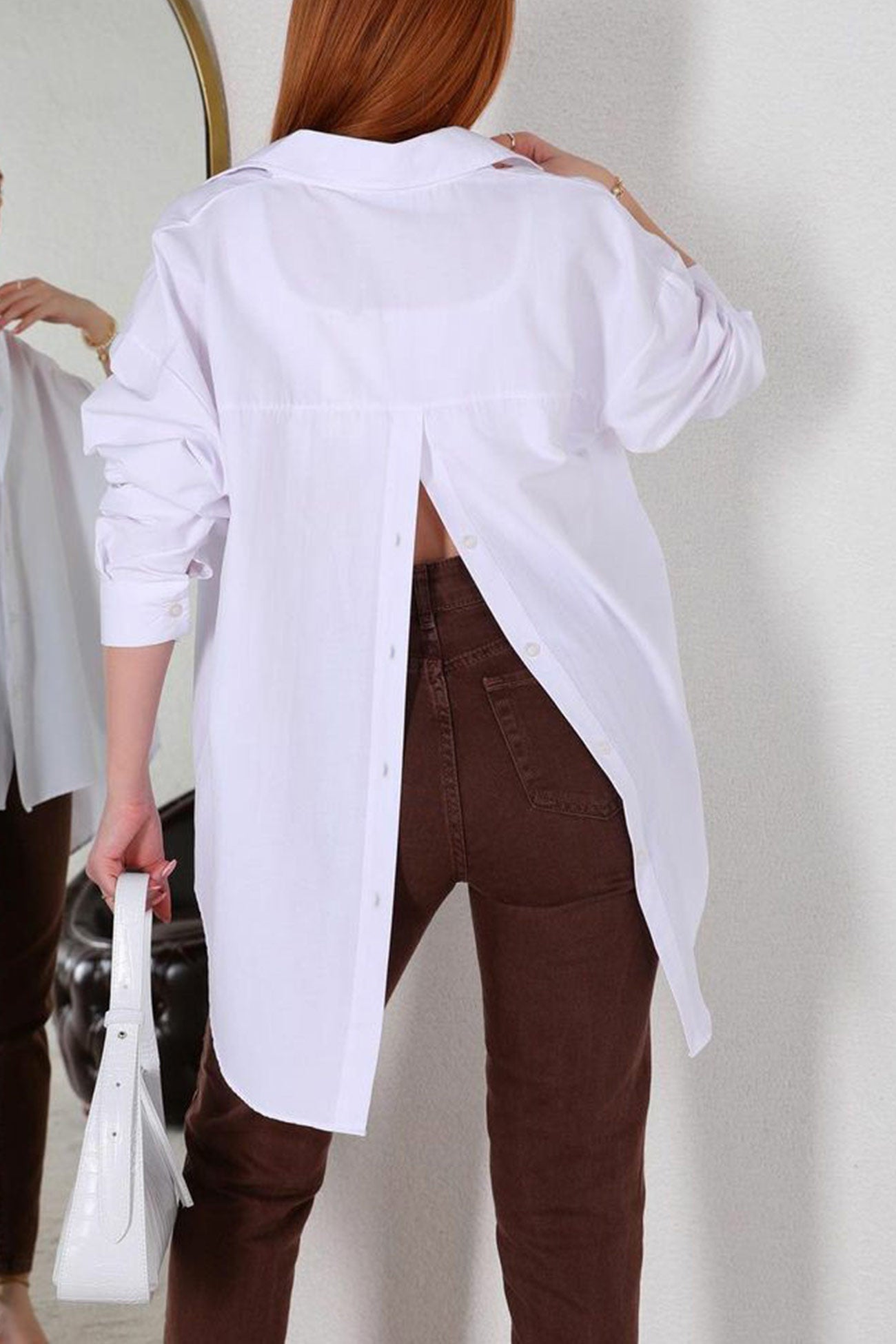 Single-breasted Back Slit Blouse