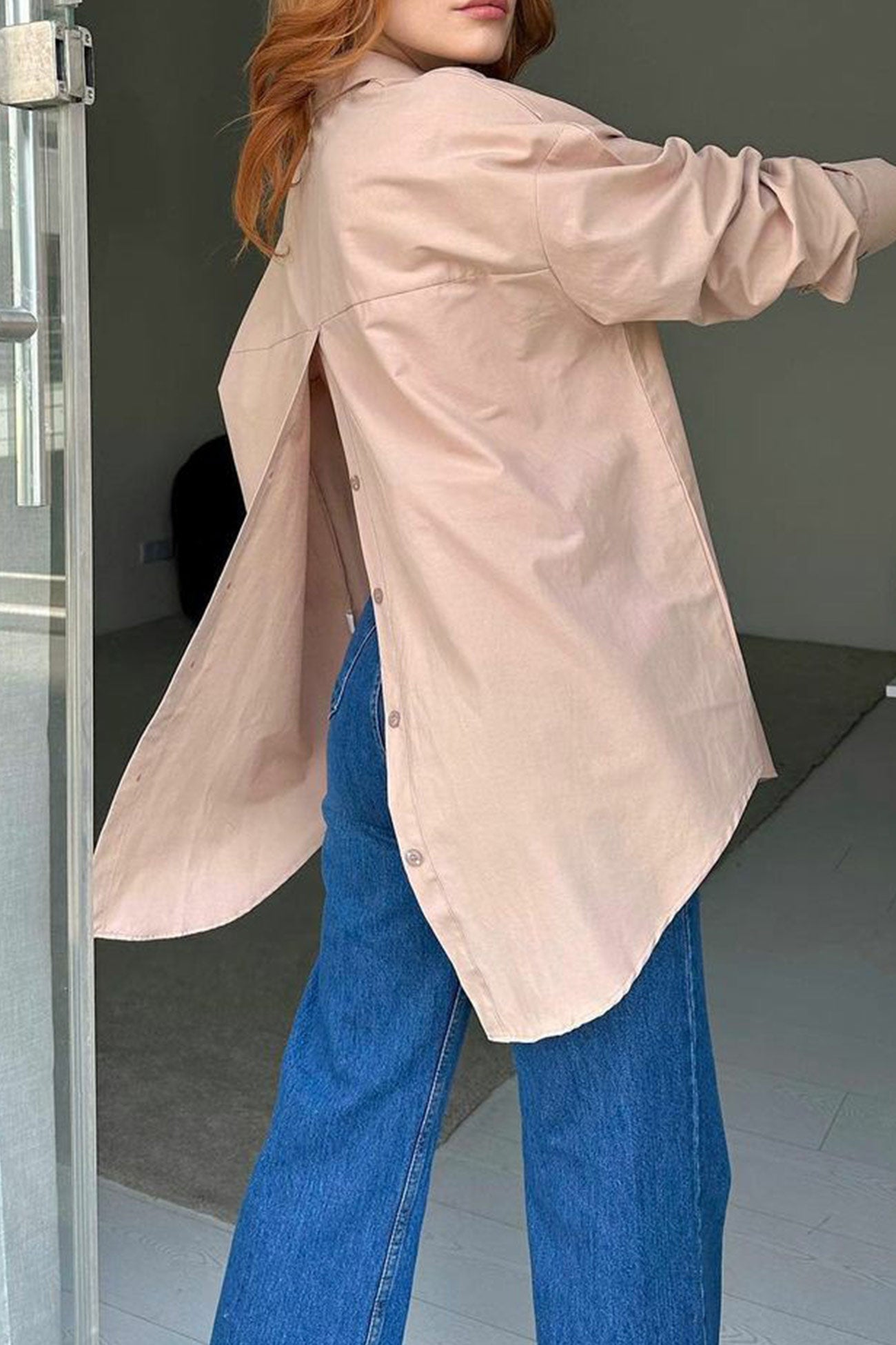 Single-breasted Back Slit Blouse