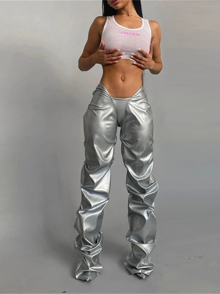 Irregular Shape Folds Low Waist High Street Sweatpants