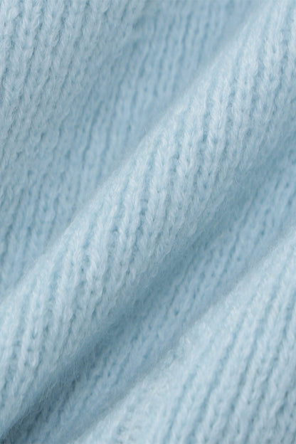 Sky Blue Button-front Knitted Two Piece Skirts