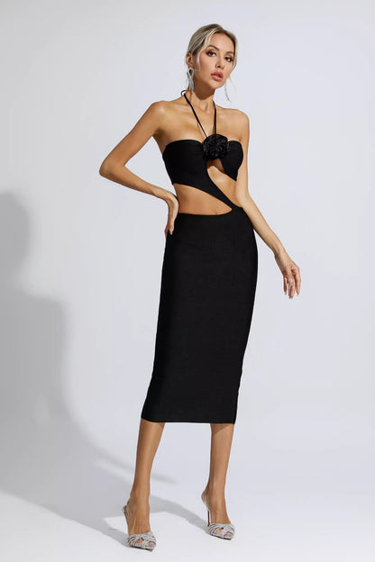 Skye Black Cutout Midi Dress