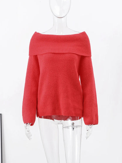Slash Off Shoulder Long Loose Jumper Sweater