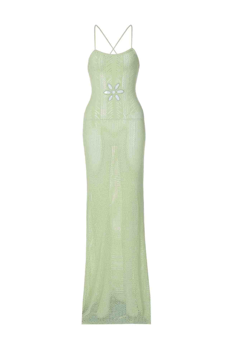 Sleeveless Backless Cutout Crochet Maxi Dress