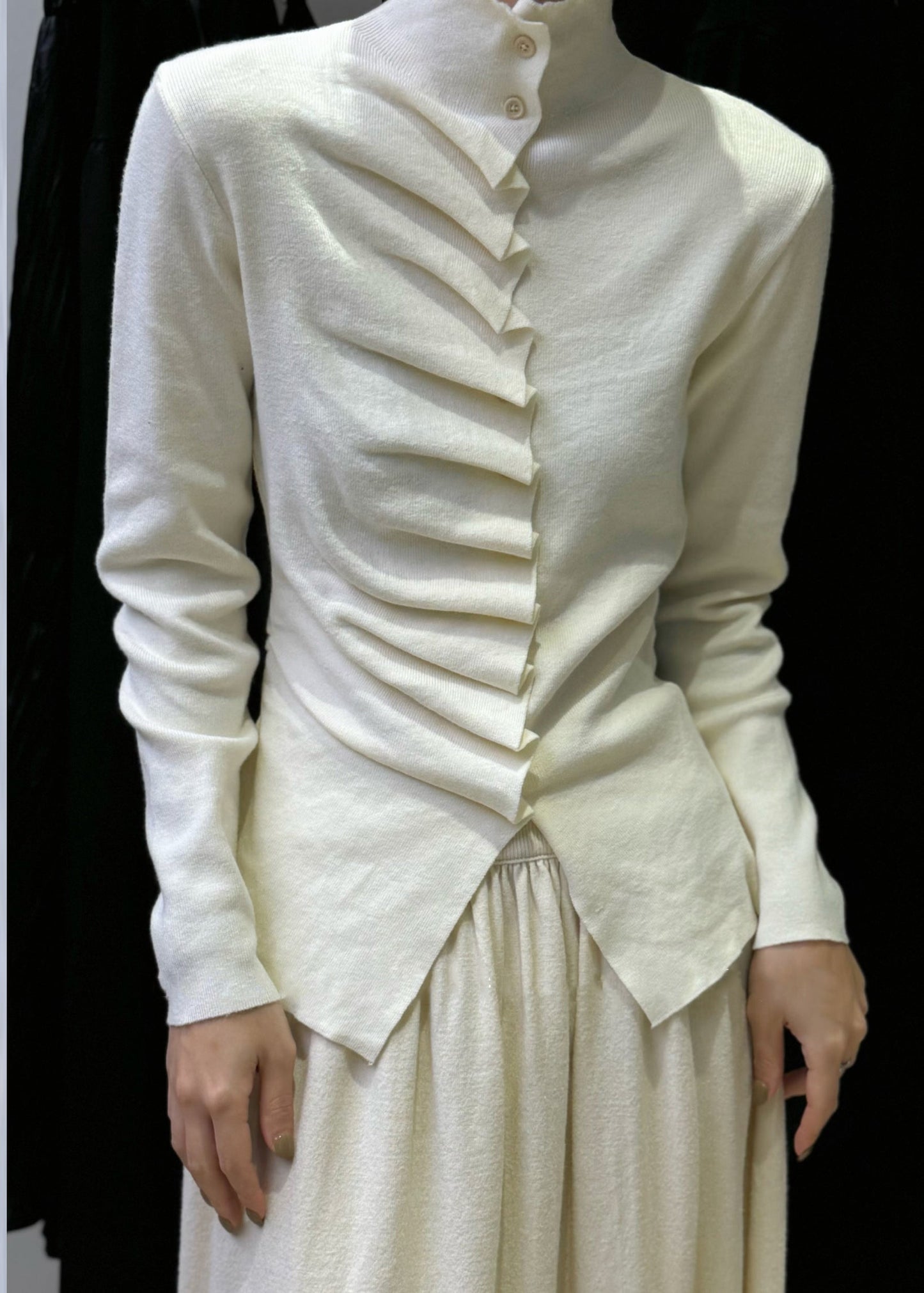 Slim Fit Oatmeal Wrinkled Button Knit Sweater Winte Wm021