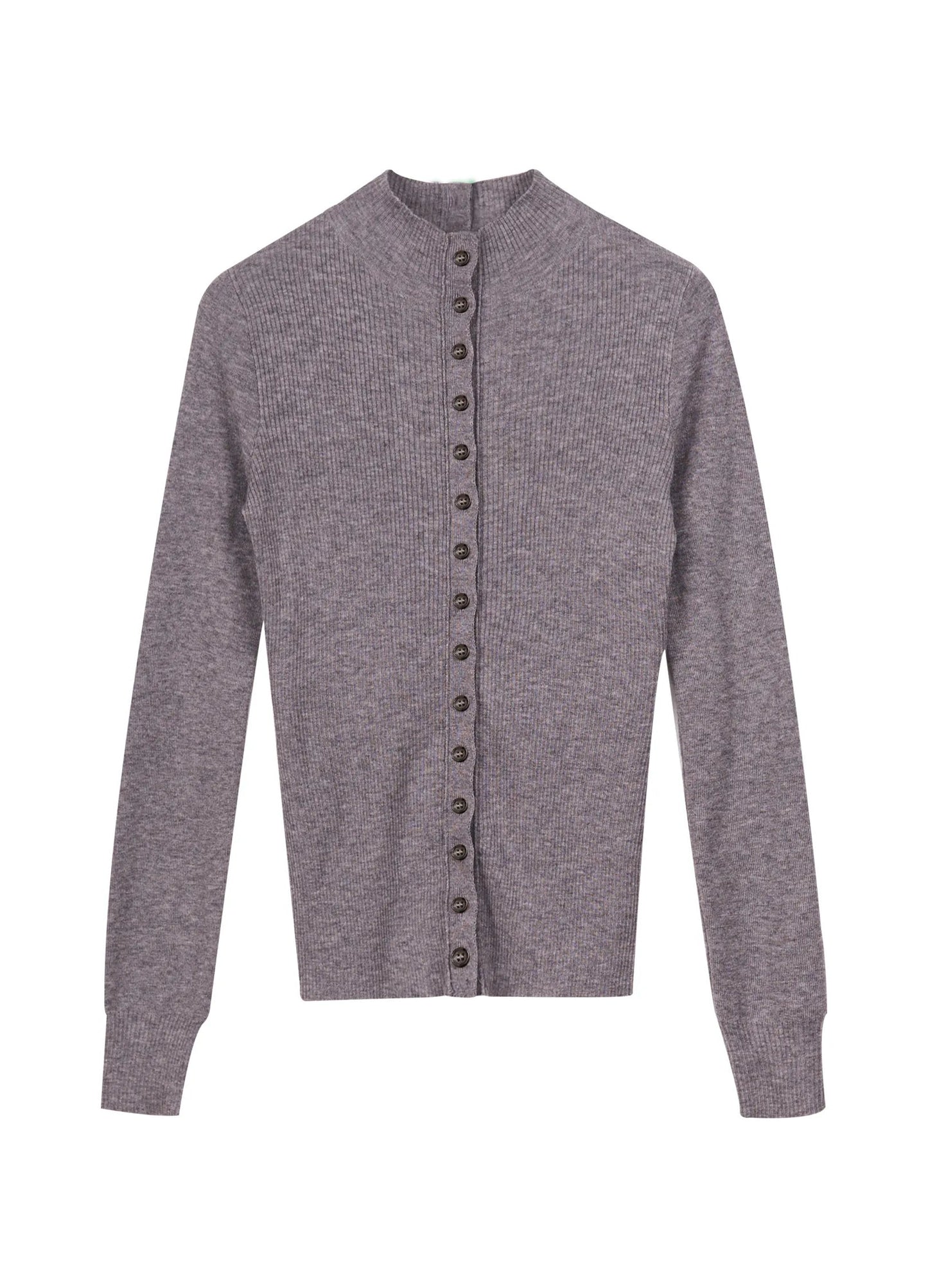 Slim Ribbed Button Cardigan