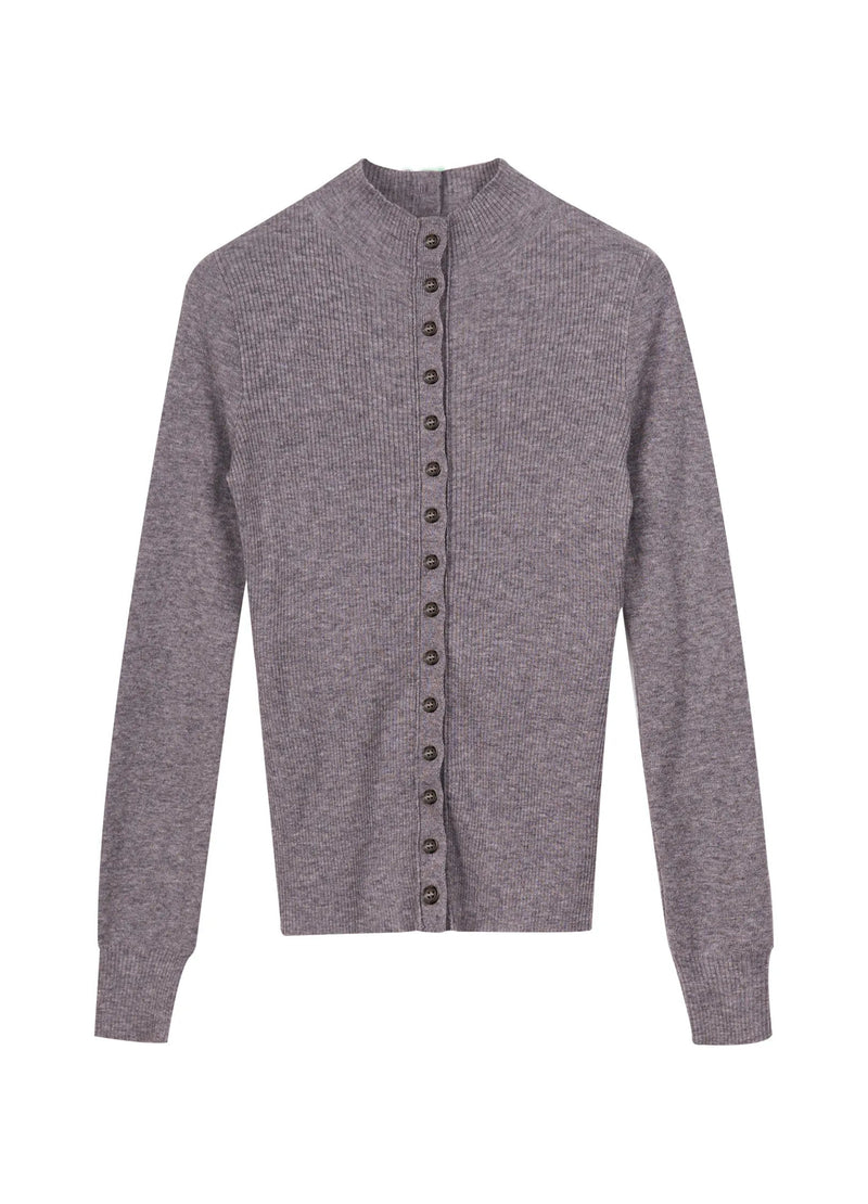 Slim Ribbed Button Cardigan