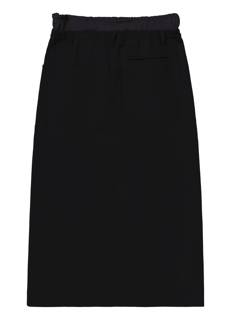 Slit Patchwork Midi Skirt