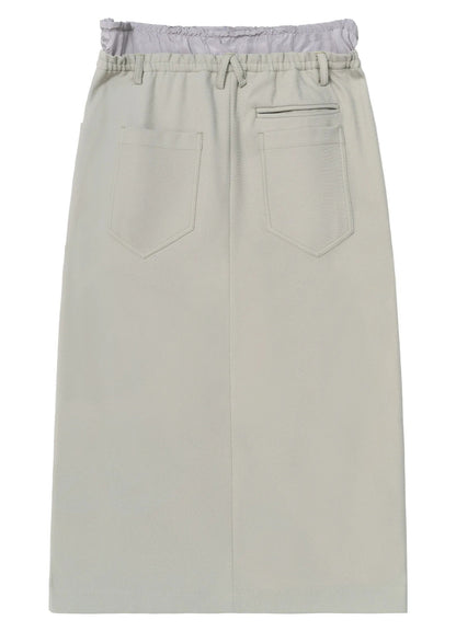 Slit Patchwork Midi Skirt
