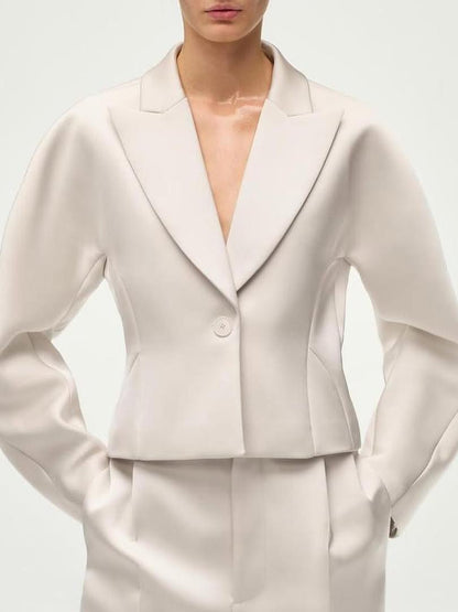 Short Puff Blazer & Wide Leg Pants Coord Set