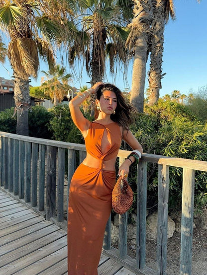 Cutout Hollow Out Backless Maxi Dress